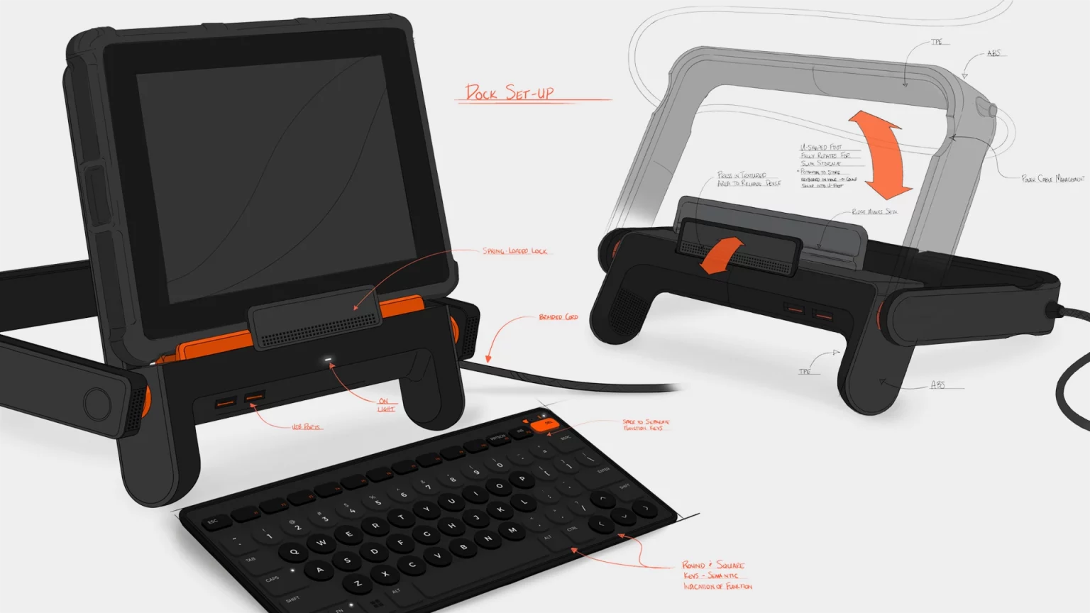 While living in Buffalo, I took a wild opportunity to be the lead industrial designer at a local startup, Bak USA. Here is a dock and keyboard I designed for our rugged tablet line.