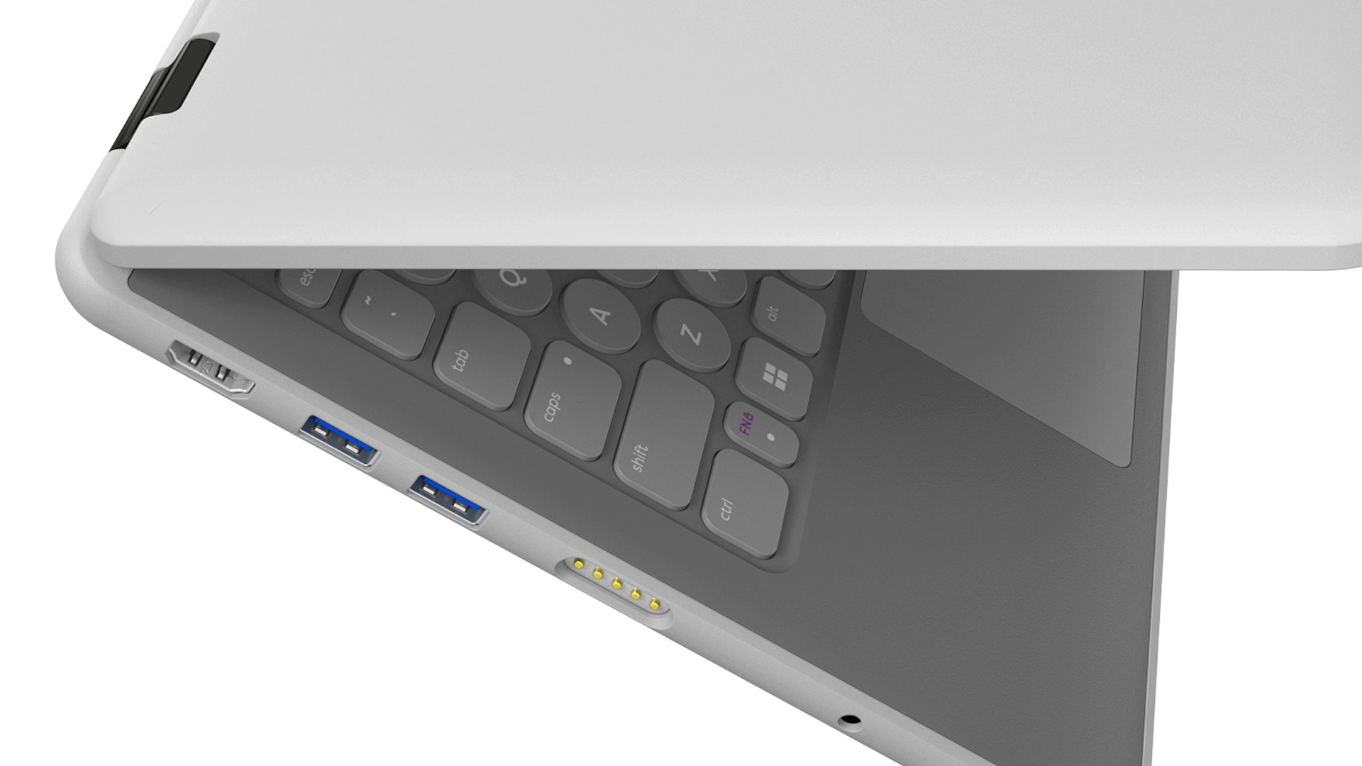 Laptop port details, 3D render