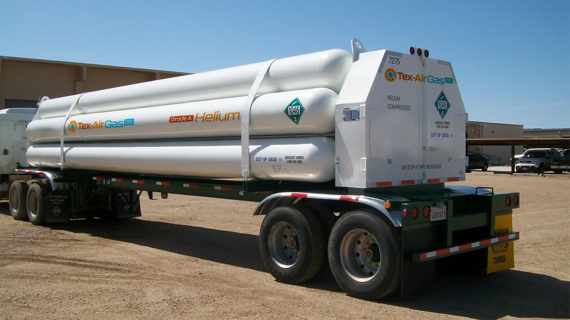 Tex Air Gas Co Container truck with Grade A Helium logo